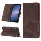 For Sony Xperia 5 V Skin-feel Embossed Leather Phone Case(Brown) - 1