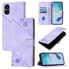 For Sony Xperia 5 VI Skin-feel Embossed Leather Phone Case(Light Purple) - 1