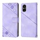 For Sony Xperia 5 VI Skin-feel Embossed Leather Phone Case(Light Purple) - 2