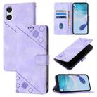 For Sony Xperia 10 VI Skin-feel Embossed Leather Phone Case(Light Purple) - 1