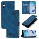 For Sony Xperia 10 VI Skin-feel Embossed Leather Phone Case(Blue) - 1