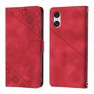 For Sony Xperia 10 VI Skin-feel Embossed Leather Phone Case(Red) - 2