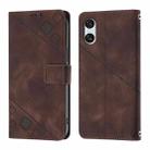 For Sony Xperia 10 VI Skin-feel Embossed Leather Phone Case(Brown) - 2