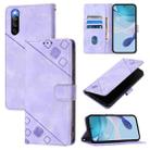 For Sony Xperia 10 IV Skin-feel Embossed Leather Phone Case(Light Purple) - 1