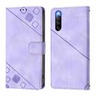 For Sony Xperia 10 IV Skin-feel Embossed Leather Phone Case(Light Purple) - 3