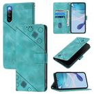 For Sony Xperia 10 IV Skin-feel Embossed Leather Phone Case(Green) - 1