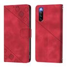 For Sony Xperia 10 IV Skin-feel Embossed Leather Phone Case(Red) - 3