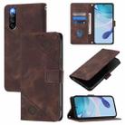 For Sony Xperia 10 IV Skin-feel Embossed Leather Phone Case(Brown) - 1