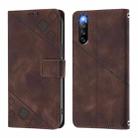 For Sony Xperia 10 IV Skin-feel Embossed Leather Phone Case(Brown) - 3