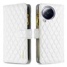 For Xiaomi Civi 3 5G Diamond Lattice Zipper Wallet Leather Flip Phone Case(White) - 1