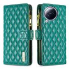 For Xiaomi Civi 3 5G Diamond Lattice Zipper Wallet Leather Flip Phone Case(Green) - 1