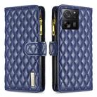 For Xiaomi 13T / 13T Pro / Redmi K60 Ultra Diamond Lattice Zipper Wallet Leather Flip Phone Case(Blue) - 1