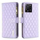 For Xiaomi 13T / 13T Pro / Redmi K60 Ultra Diamond Lattice Zipper Wallet Leather Flip Phone Case(Purple) - 1