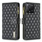 For Xiaomi 13T / 13T Pro / Redmi K60 Ultra Diamond Lattice Zipper Wallet Leather Flip Phone Case(Black) - 1