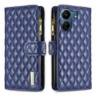 For Xiaomi Redmi 13C Diamond Lattice Zipper Wallet Leather Flip Phone Case(Blue) - 1