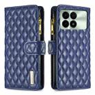 For Xiaomi Redmi K70 / K70 Pro Diamond Lattice Zipper Wallet Leather Flip Phone Case(Blue) - 1