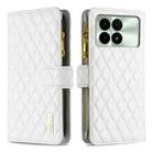 For Xiaomi Redmi K70 / K70 Pro Diamond Lattice Zipper Wallet Leather Flip Phone Case(White) - 1