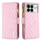 For Xiaomi Redmi K70 / K70 Pro Diamond Lattice Zipper Wallet Leather Flip Phone Case(Pink) - 1