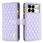 For Xiaomi Redmi K70 / K70 Pro Diamond Lattice Zipper Wallet Leather Flip Phone Case(Purple) - 1