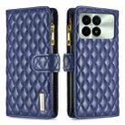 For Xiaomi Redmi K70E Diamond Lattice Zipper Wallet Leather Flip Phone Case(Blue) - 1