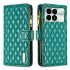 For Xiaomi Redmi K70E Diamond Lattice Zipper Wallet Leather Flip Phone Case(Green) - 1