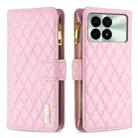 For Xiaomi Redmi K70E Diamond Lattice Zipper Wallet Leather Flip Phone Case(Pink) - 1