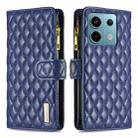 For Xiaomi Redmi Note 13 Pro 4G Global Diamond Lattice Zipper Wallet Leather Flip Phone Case(Blue) - 1