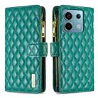 For Xiaomi Redmi Note 13 Pro 4G Global Diamond Lattice Zipper Wallet Leather Flip Phone Case(Green) - 1