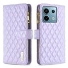 For Xiaomi Redmi Note 13 Pro 4G Global Diamond Lattice Zipper Wallet Leather Flip Phone Case(Purple) - 1