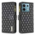 For Xiaomi Redmi Note 13 Pro 4G Global Diamond Lattice Zipper Wallet Leather Flip Phone Case(Black) - 1