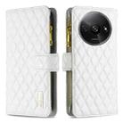 For Xiaomi Redmi A3 Diamond Lattice Zipper Wallet Leather Flip Phone Case(White) - 1