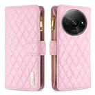 For Xiaomi Redmi A3 Diamond Lattice Zipper Wallet Leather Flip Phone Case(Pink) - 1