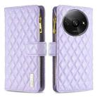 For Xiaomi Redmi A3 Diamond Lattice Zipper Wallet Leather Flip Phone Case(Purple) - 1