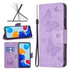 For Xiaomi Redmi Note 12S 4G / Note 11 Two Butterflies Embossing Leather Phone Case(Purple) - 1