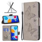 For Xiaomi Redmi Note 12S 4G / Note 11 Two Butterflies Embossing Leather Phone Case(Grey) - 1