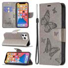 For Xiaomi Poco F5 5G / Redmi Note 12 Turbo Two Butterflies Embossing Leather Phone Case(Grey) - 1