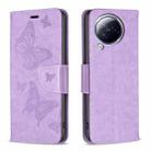 For Xiaomi Civi 3 5G Two Butterflies Embossing Leather Phone Case(Purple) - 1