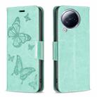 For Xiaomi Civi 3 5G Two Butterflies Embossing Leather Phone Case(Green) - 1