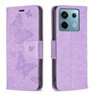 For Xiaomi Redmi Note 13 Pro 5G Two Butterflies Embossing Leather Phone Case(Purple) - 1