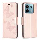 For Xiaomi Redmi Note 13 Pro 5G Two Butterflies Embossing Leather Phone Case(Rose Gold) - 1