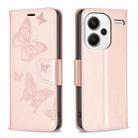 For Xiaomi Redmi Note 13 Pro+ 5G Two Butterflies Embossing Leather Phone Case(Rose Gold) - 1