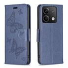 For Xiaomi Redmi Note 13 Two Butterflies Embossing Leather Phone Case(Blue) - 1