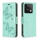 For Xiaomi Redmi Note 13 4G Global Two Butterflies Embossing Leather Phone Case(Green) - 1