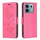 For Xiaomi Redmi Note 13 Pro 4G Global Two Butterflies Embossing Leather Phone Case(Rose Red) - 1