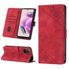 For Xiaomi Redmi Note 12S 4G Global Skin-feel Embossed Leather Phone Case(Red) - 1