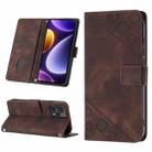 For Xiaomi Poco F5 5G/Redmi Note 12 Turbo Skin Feel Embossed Leather Phone Case(Brown) - 1