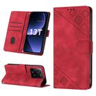 For Xiaomi 13T Skin Feel Embossed Leather Phone Case(Red) - 1