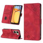 For Xiaomi Redmi 13C Skin Feel Embossed Leather Phone Case(Red) - 1