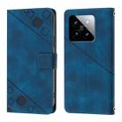 For Xiaomi 14 Skin Feel Embossed Leather Phone Case(Blue) - 2