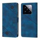 For Xiaomi 14 Pro Skin Feel Embossed Leather Phone Case(Blue) - 2